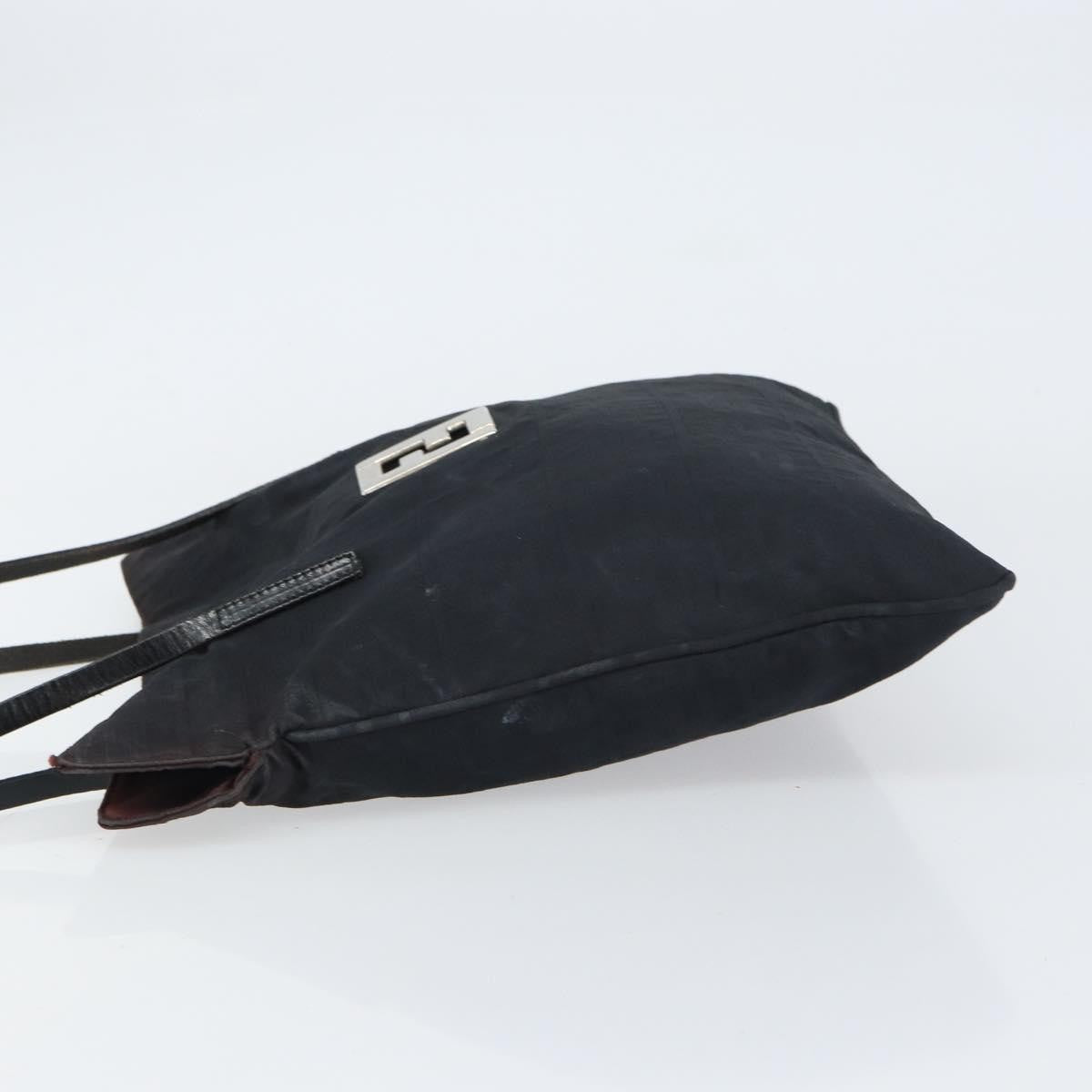 Fendi Zucca Tote Canvas Black Canvas Tote Bag Bag (Pre-Owned)
