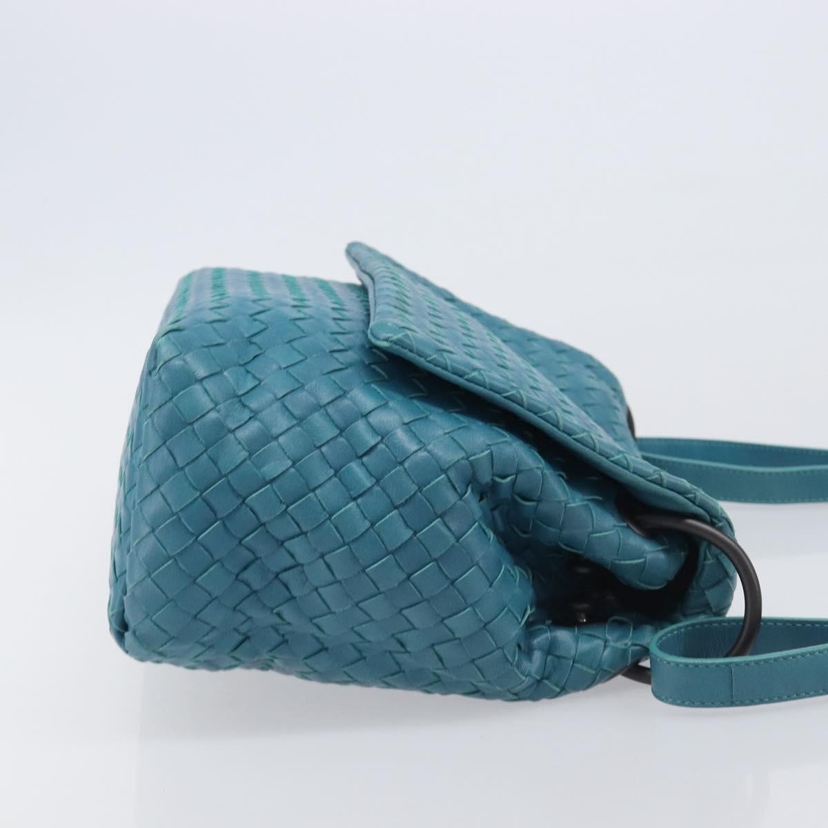 Bottega Veneta Adjustable Flap Intrecciato Nappa Blue Leather Shoulder Bag Bag (Pre-Owned)