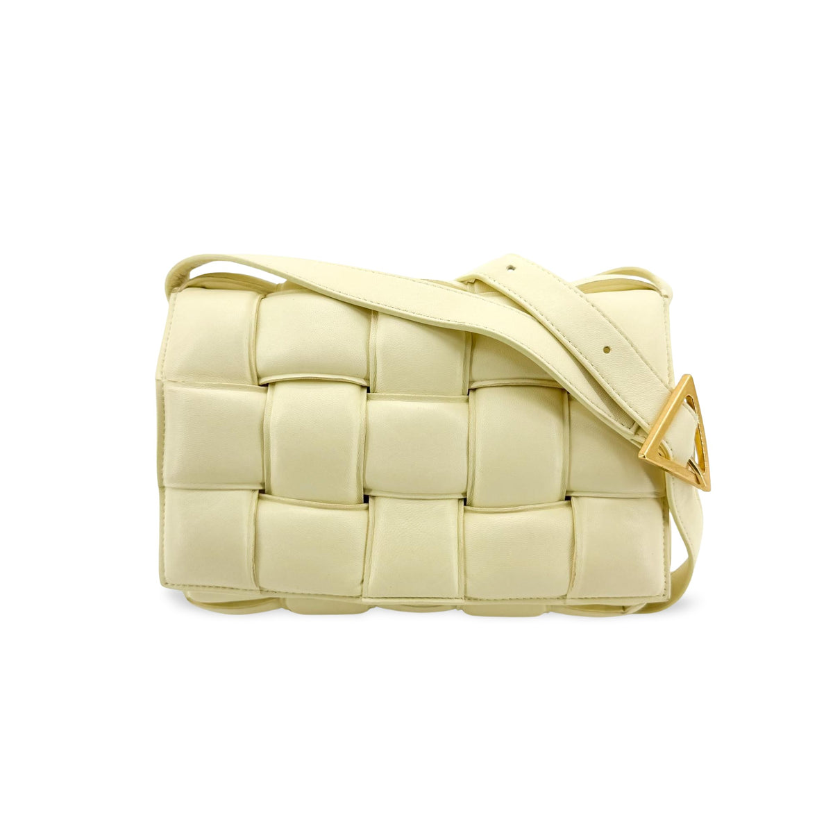 Bottega Veneta Cassette Padded Maxi Intrecciato Leather Yellow Leather Crossbody Bag Bag (Pre-Owned)