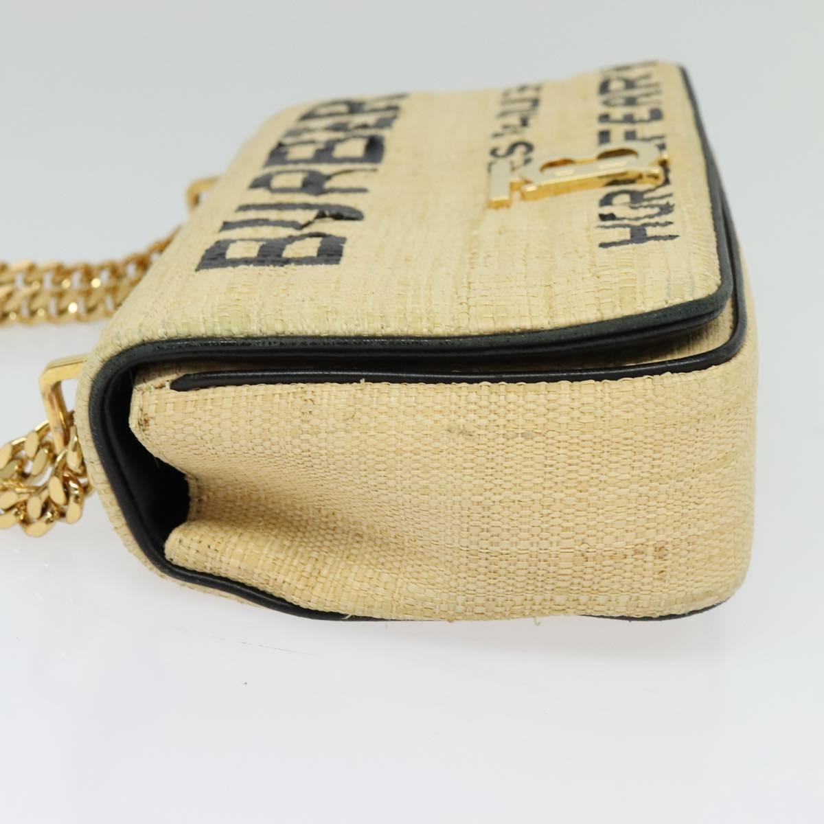 Burberry Lola Printed Raffia Beige Wood Bag (Pre-Owned)