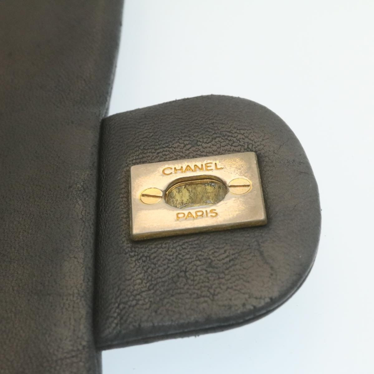 Chanel Vintage Classic Double Flap Chevron Lambskin Black Leather Handbag (Pre-Owned)