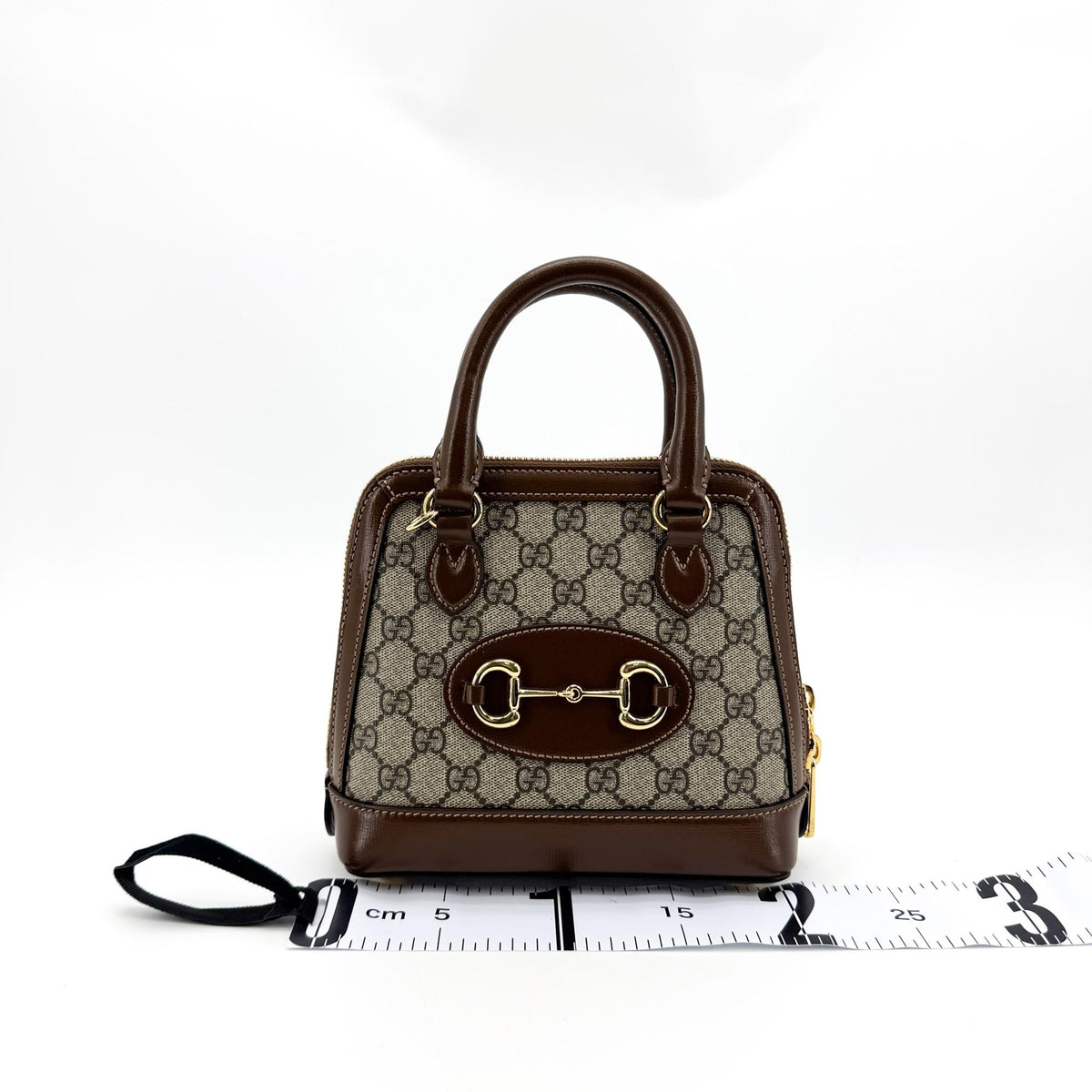 Gucci Horsebit 1955 Top Handle Gg Coated Canvas With Leather Brown Canvas Handbag (Pre-Owned)