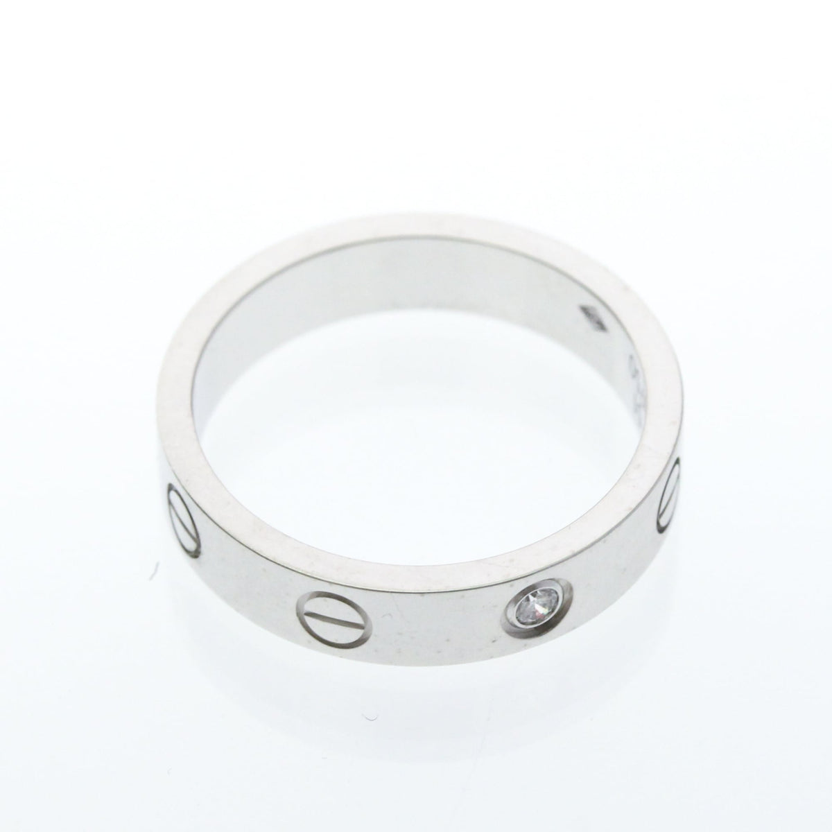 Cartier Love 1 Diamond Band White Gold And Diamond Silver White_Gold Ring Jewelry (Pre-Owned)