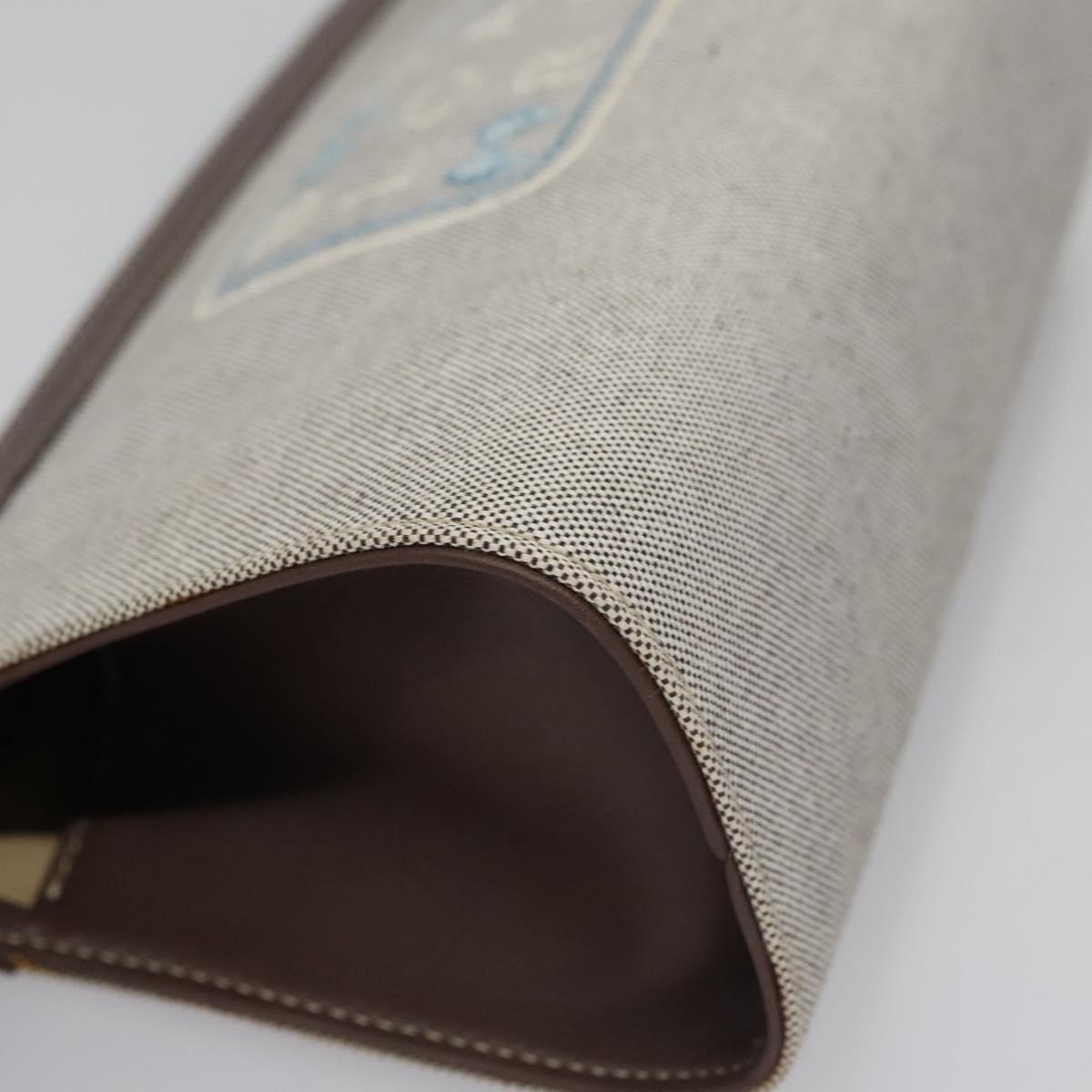 Bulgari Logo Grey Canvas Clutch Bag (Pre-Owned)