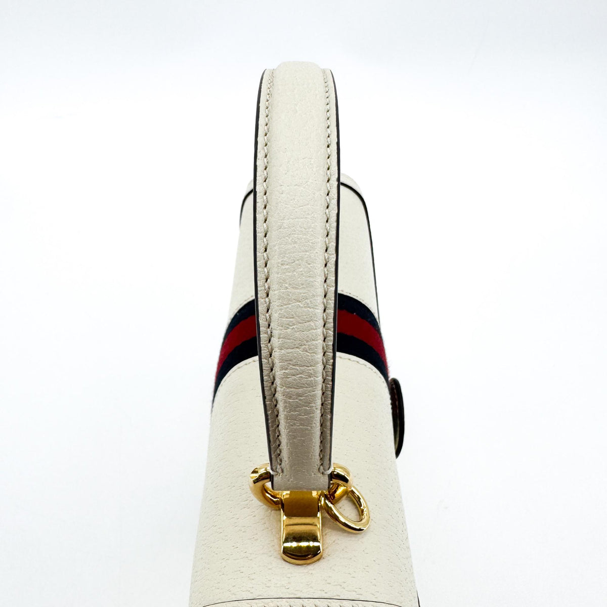 Gucci Ophidia Flap Top Handle Leather White Leather Handbag (Pre-Owned)