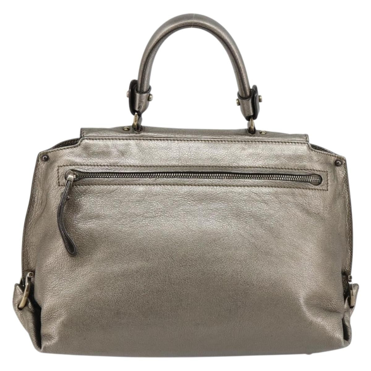 Salvatore Ferragamo Sofia Satchel Leather Silver Leather Handbag (Pre-Owned)