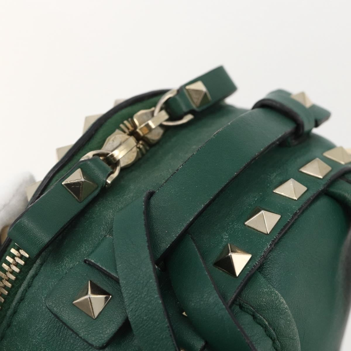 Valentino Garavani Rockstud Leather Green Leather Backpack Bag (Pre-Owned)