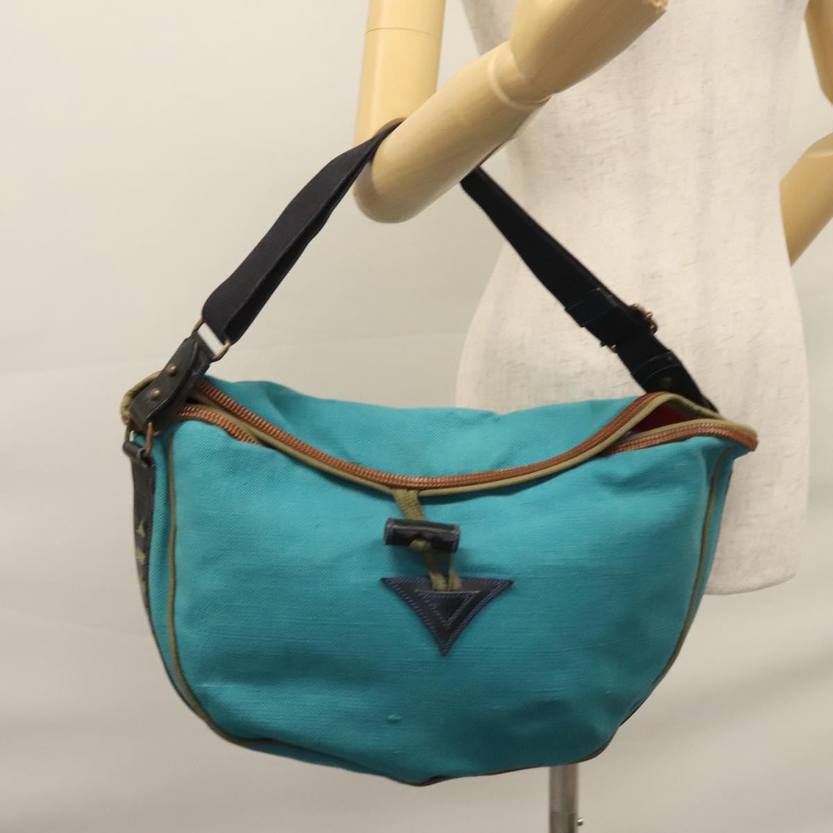 Bally Blue Canvas Handbag (Pre-Owned)
