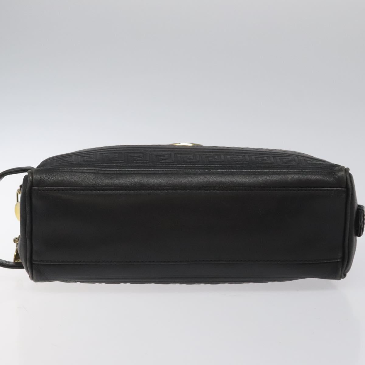 Versace Gianni Black Leather Clutch Bag (Pre-Owned)