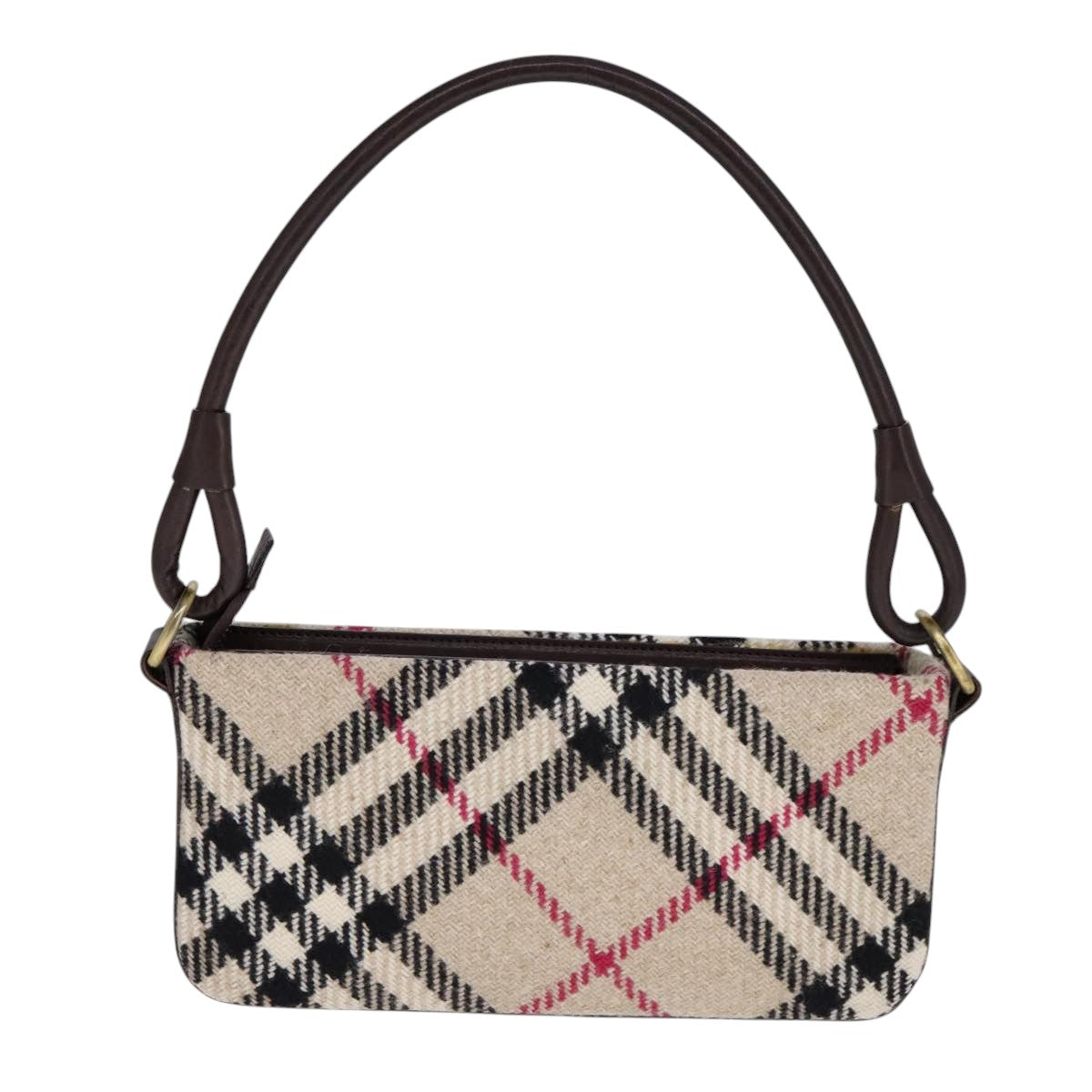 Burberry Nova Check Beige Wool Shoulder Bag (Pre-Owned)