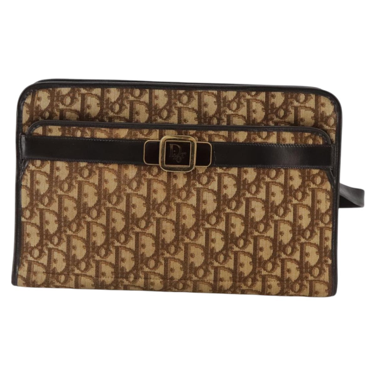 Dior Trotter Canvas Shoulder Bag Gold Canvas Shoulder Bag (Pre-Owned)