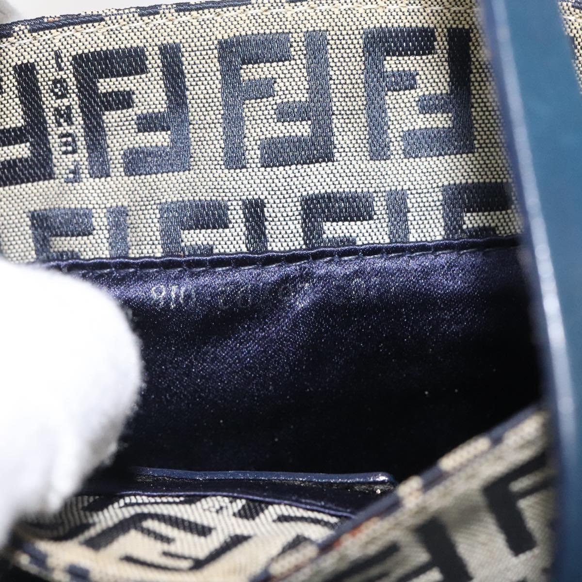 Fendi Zucchino Navy Canvas Shoulder Bag (Pre-Owned)