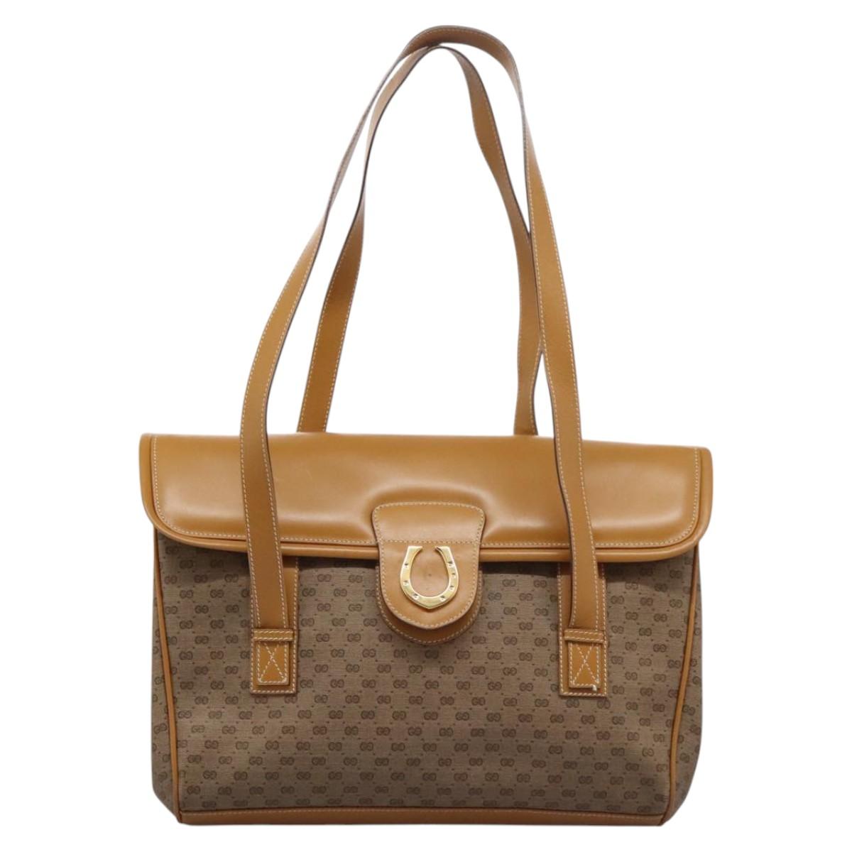 Gucci Micro Small Gg Canvas Beige Canvas Shoulder Bag (Pre-Owned)