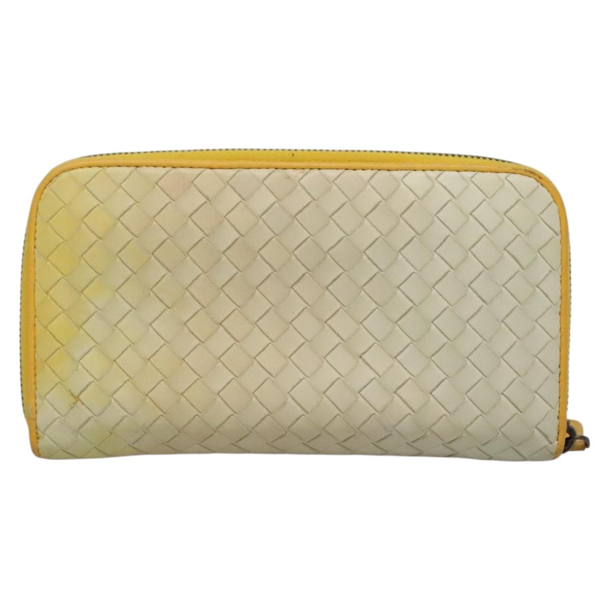 Bottega Veneta Intrecciato Yellow Leather Wallet (Pre-Owned)