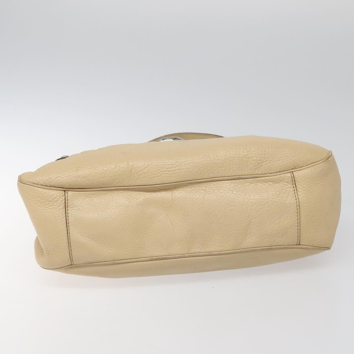 Salvatore Ferragamo Gancini Beige Leather Shoulder Bag (Pre-Owned)