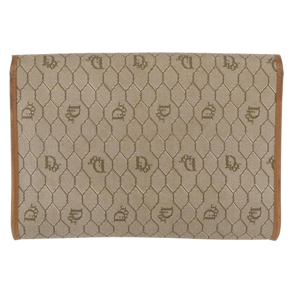 Christian Dior Vintage Honeycomb Chain Canvas Beige Canvas Shoulder Bag Bag (Pre-Owned)