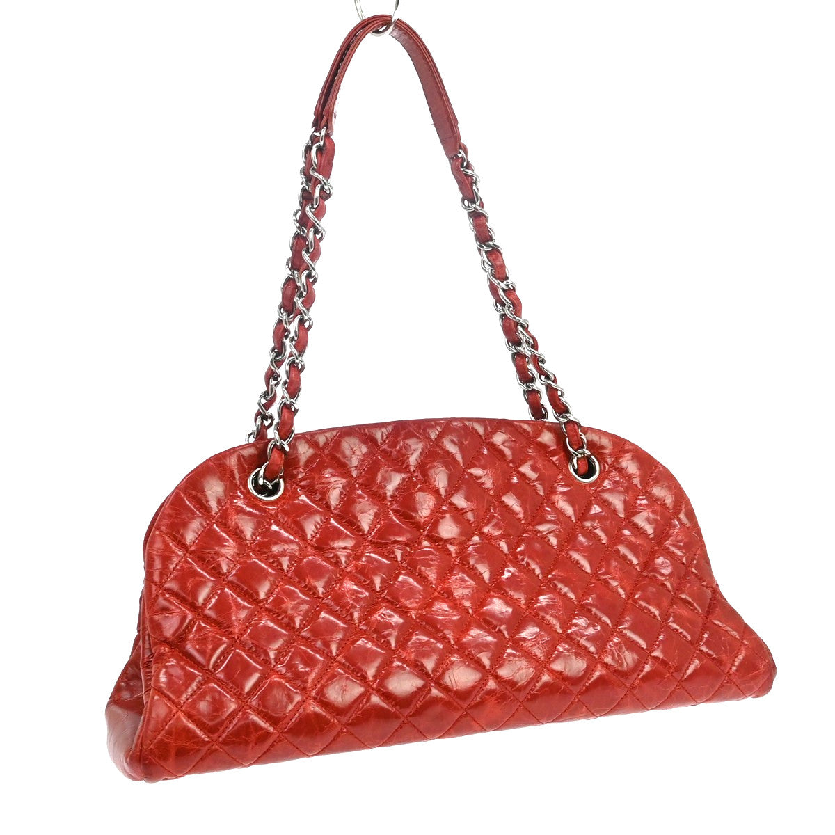 Chanel Just Mademoiselle Quilted Aged Calfskin Red Leather Shoulder Bag Bag (Pre-Owned)