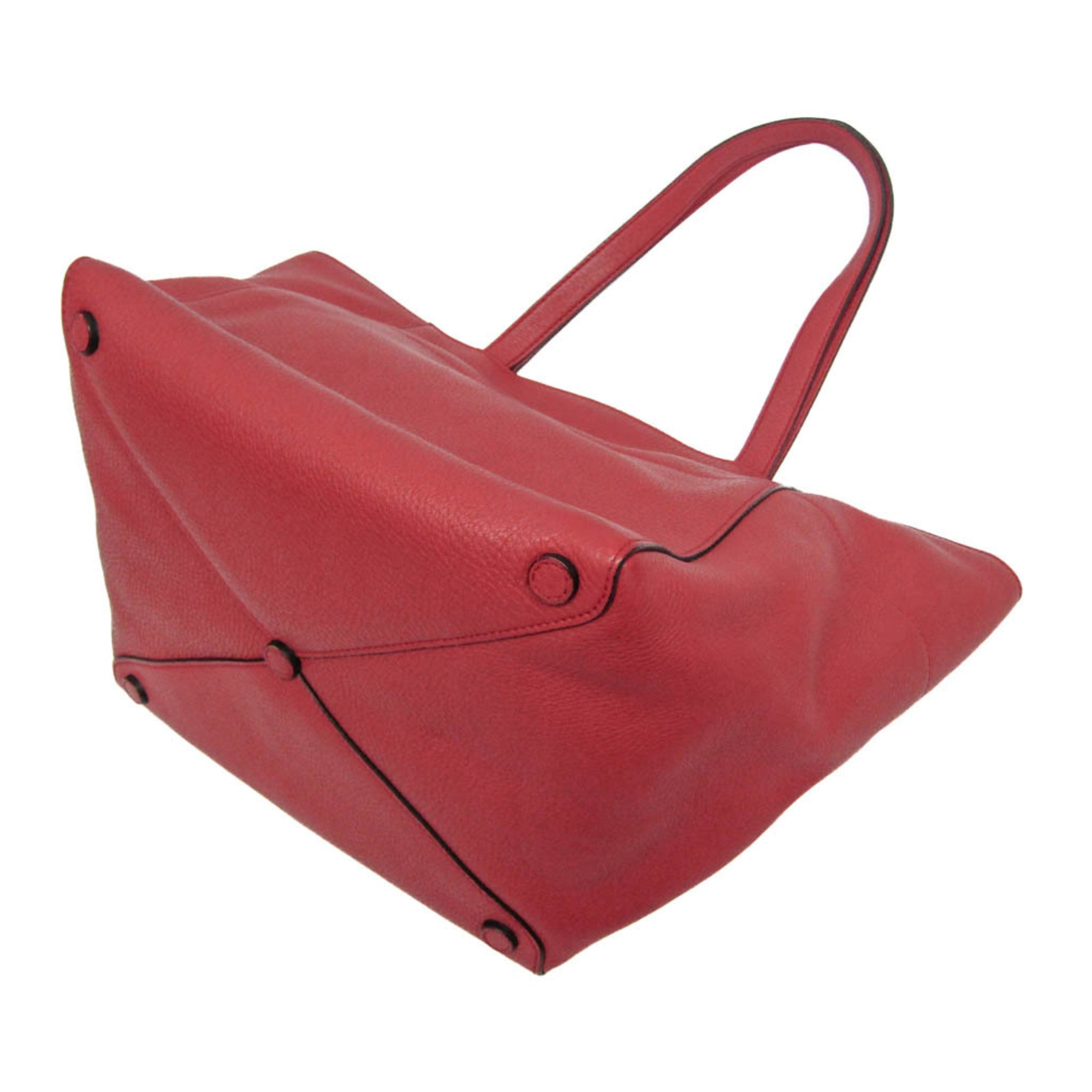 Prada Vintage Tote Leather Red Leather Tote Bag Bag (Pre-Owned)