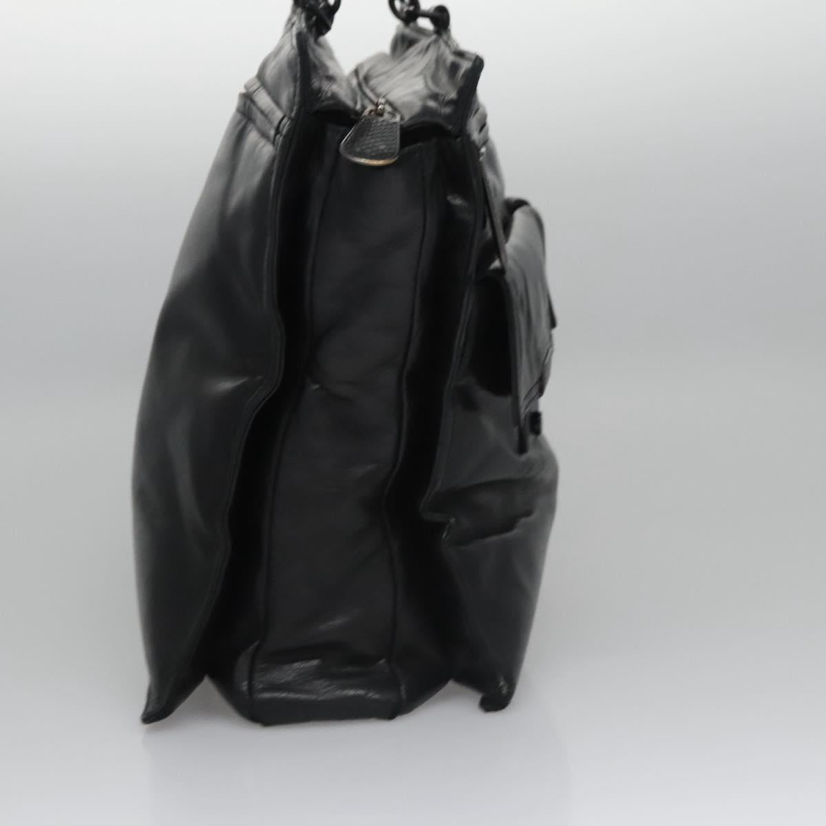 Bottega Veneta Tambura Black Leather Tote Bag (Pre-Owned)