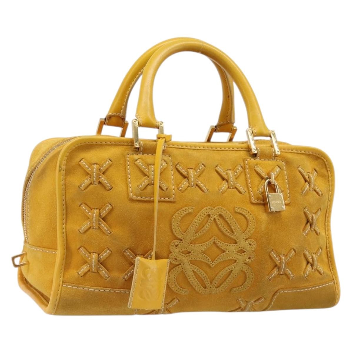 Loewe Amazona Suede Yellow Suede Handbag (Pre-Owned)