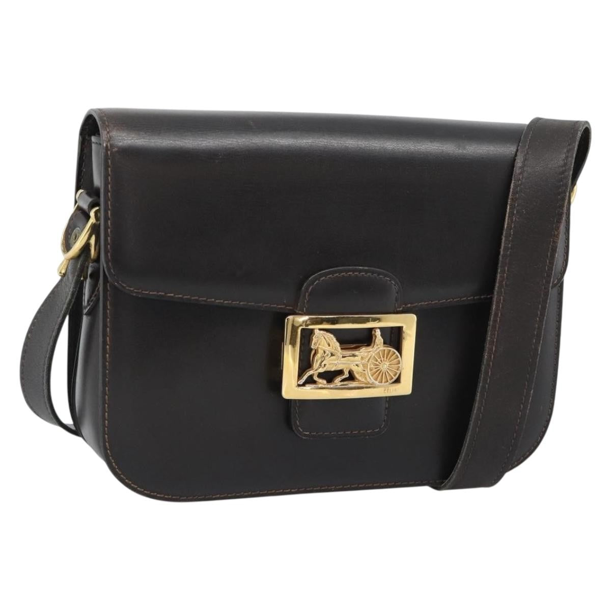 Celine Horse Carriage Leather Brown Leather Shoulder Bag Bag (Pre-Owned)
