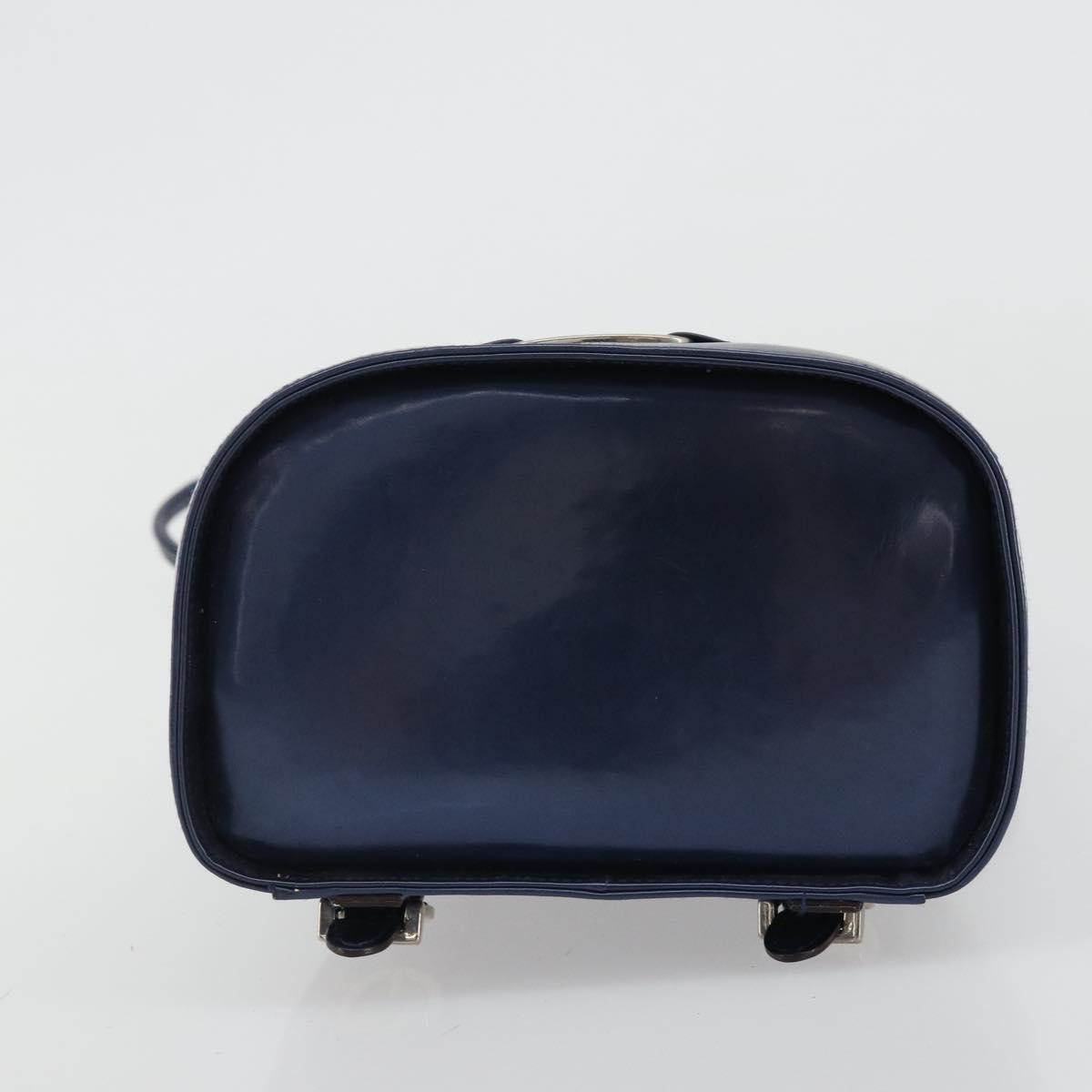 Salvatore Ferragamo Vala Patent Leather Navy Patent_Leather Backpack Bag (Pre-Owned)