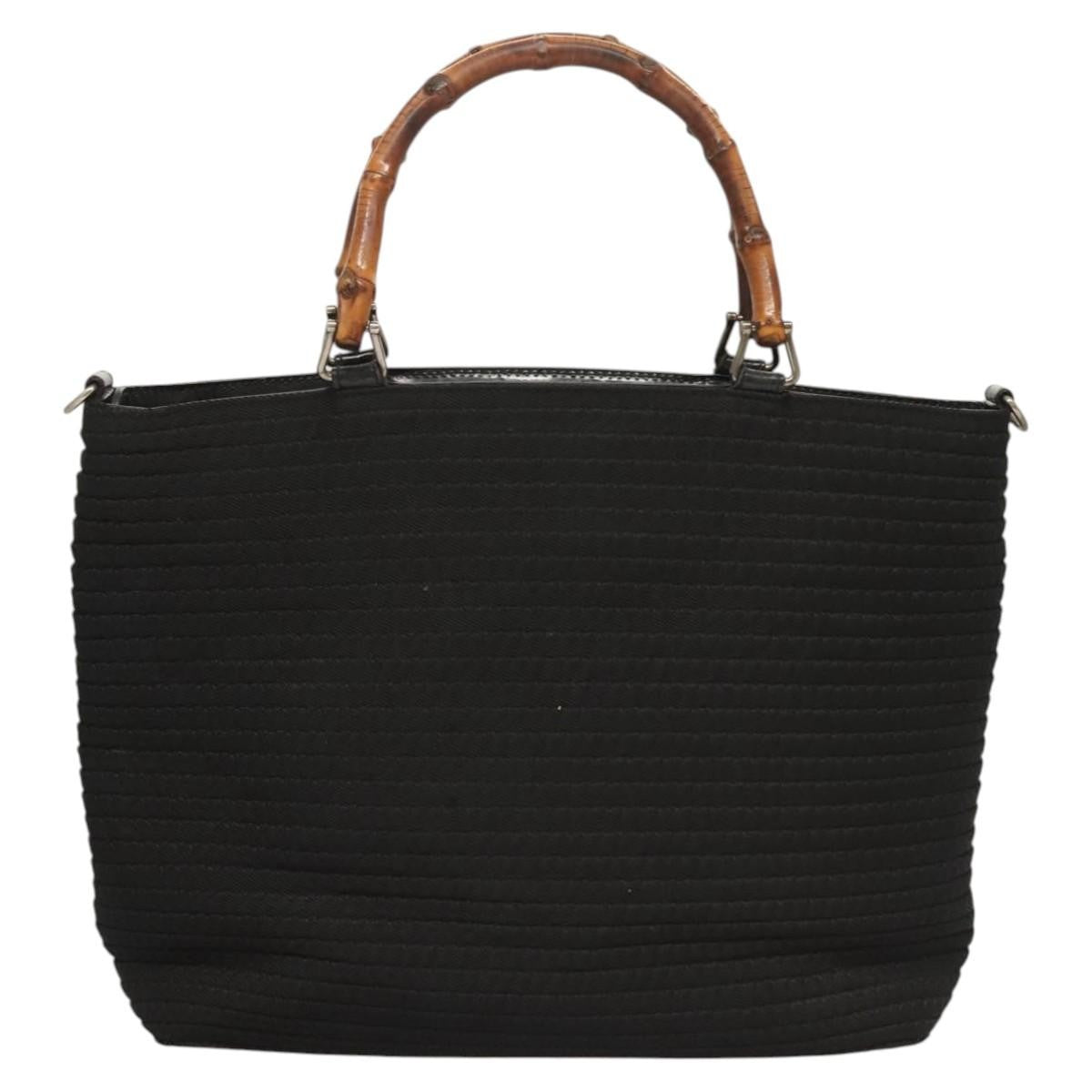 Gucci Bamboo Canvas Black Canvas Tote Bag Bag (Pre-Owned)