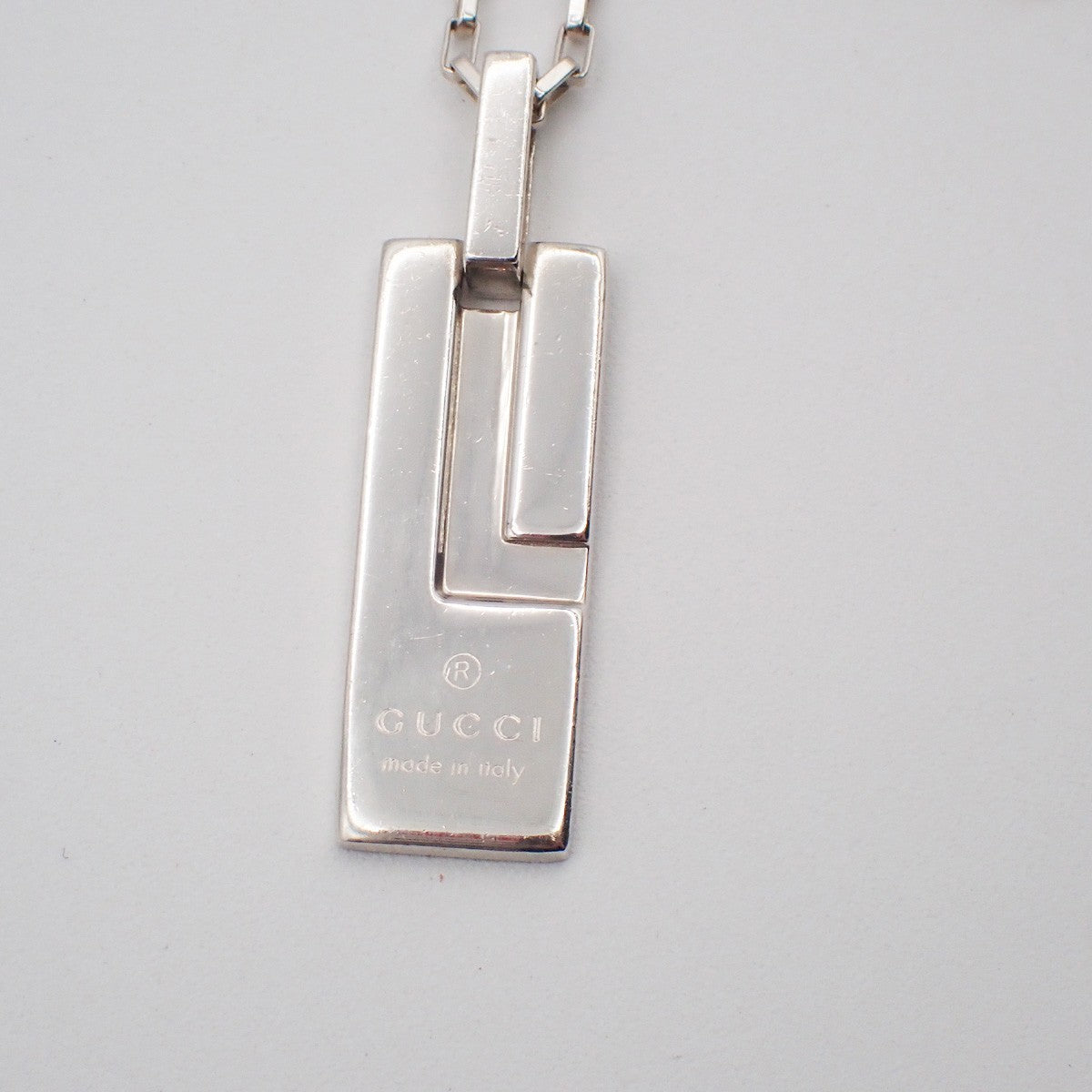 Gucci Logo Plate Sterling Silver Silver Silver Necklace Jewelry (Pre-Owned)