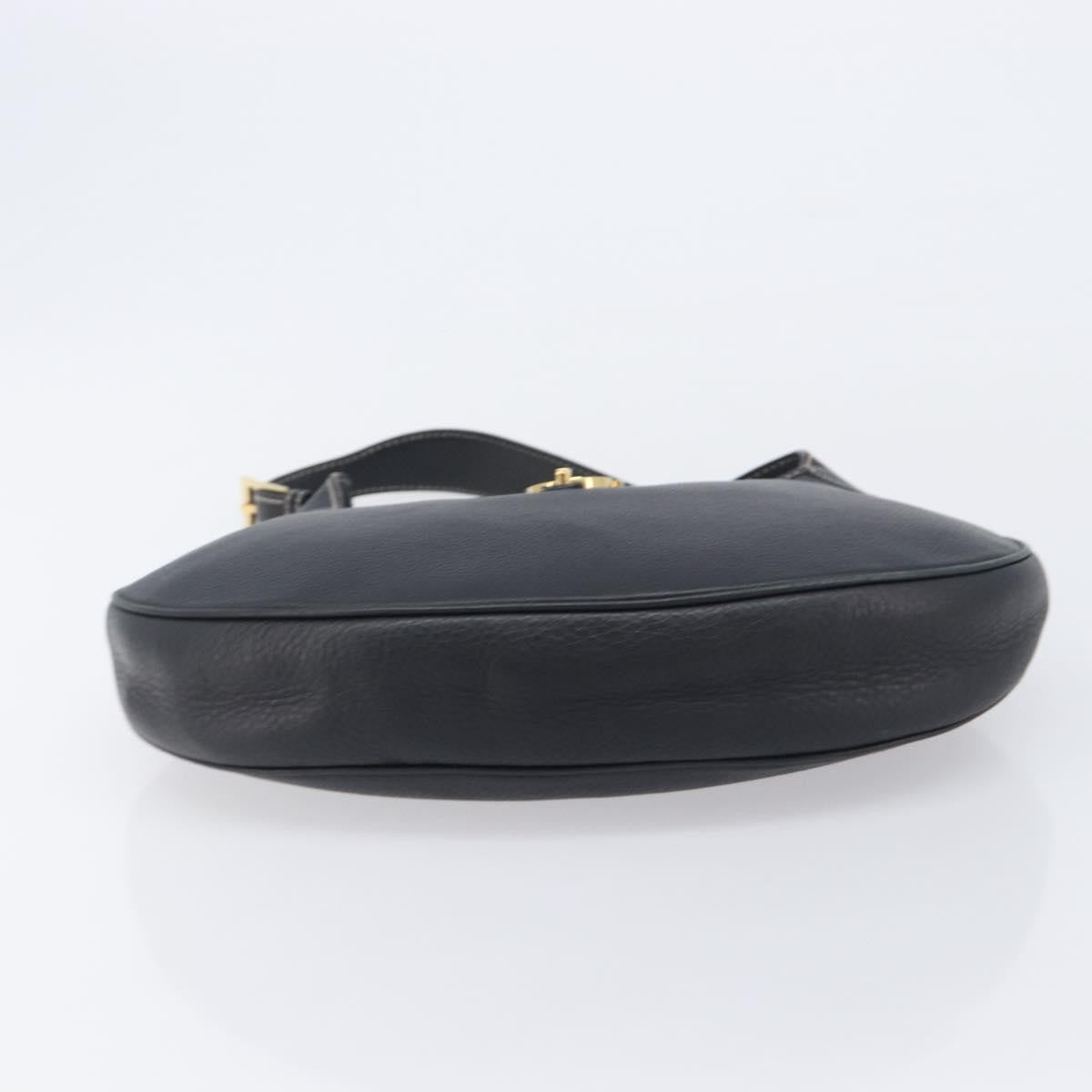 Salvatore Ferragamo Gancini Leather Black Leather Crossbody Bag Bag (Pre-Owned)