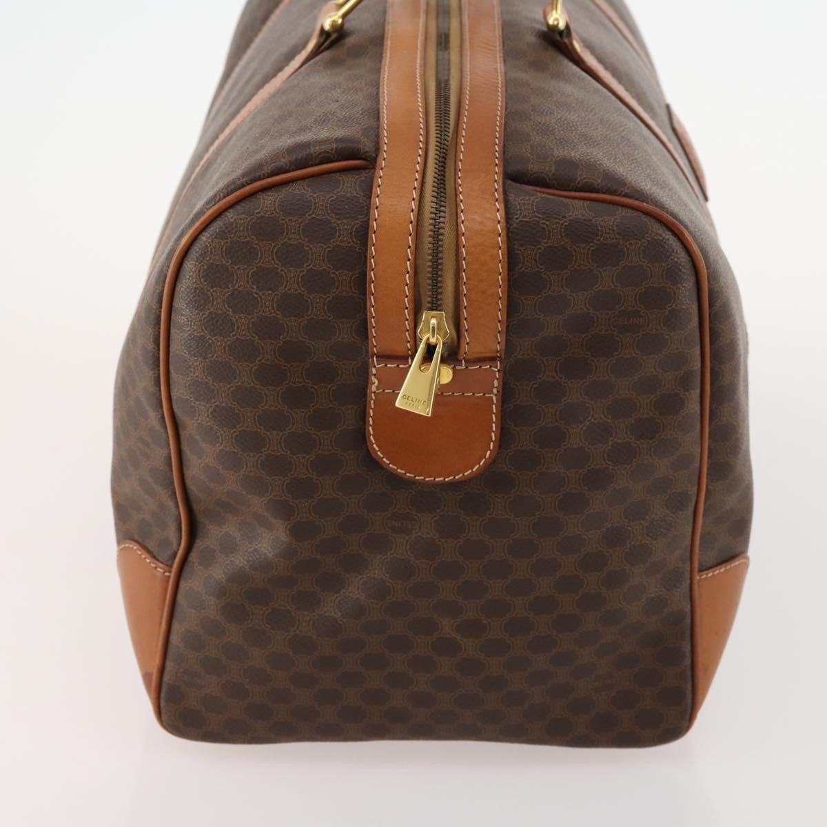 Celine Vintage Duffle Canvas And Leather Brown Canvas Travel Bag Bag (Pre-Owned)