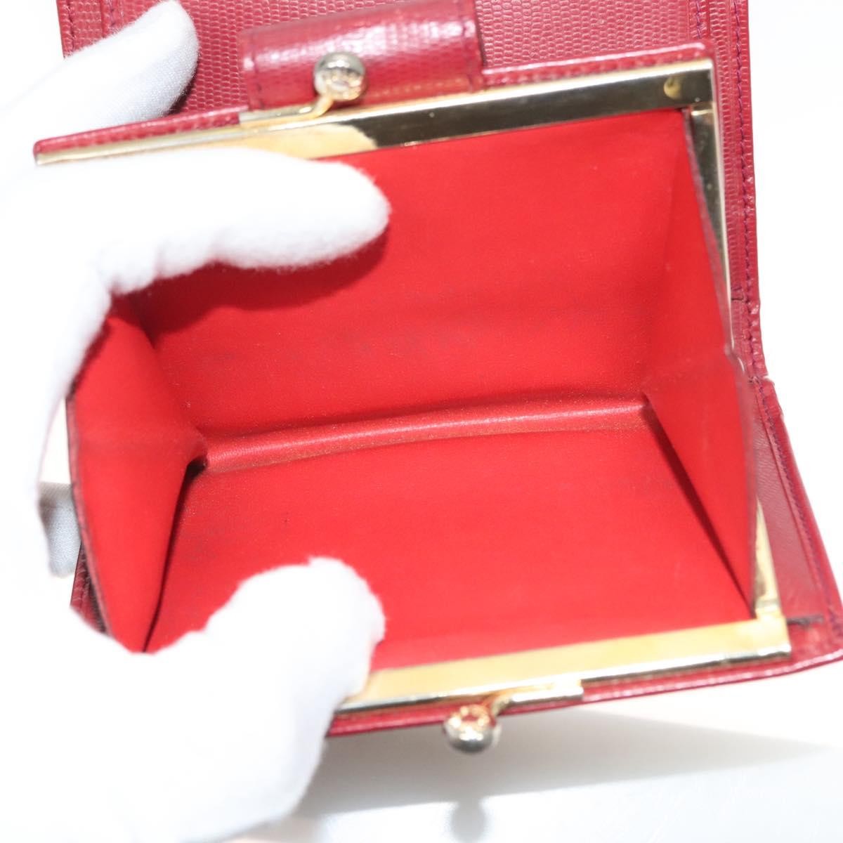 Celine Circle Logo Compact Leather Red Leather Wallets Accessory (Pre-Owned)