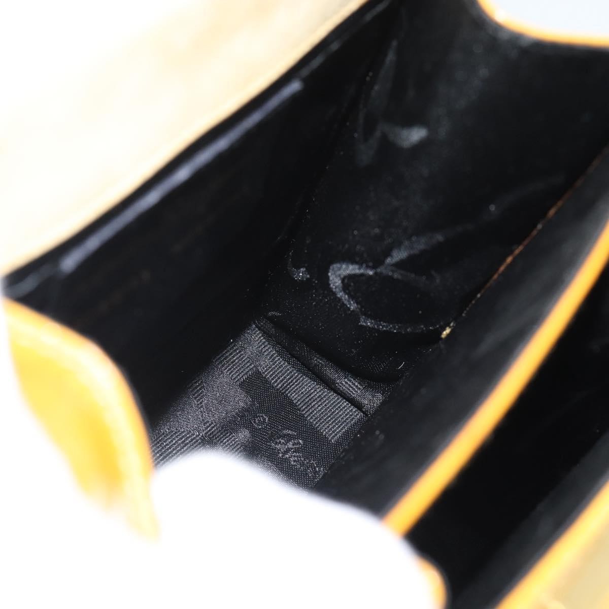 Salvatore Ferragamo Gancini Patent Leather Yellow Patent_Leather Handbag (Pre-Owned)