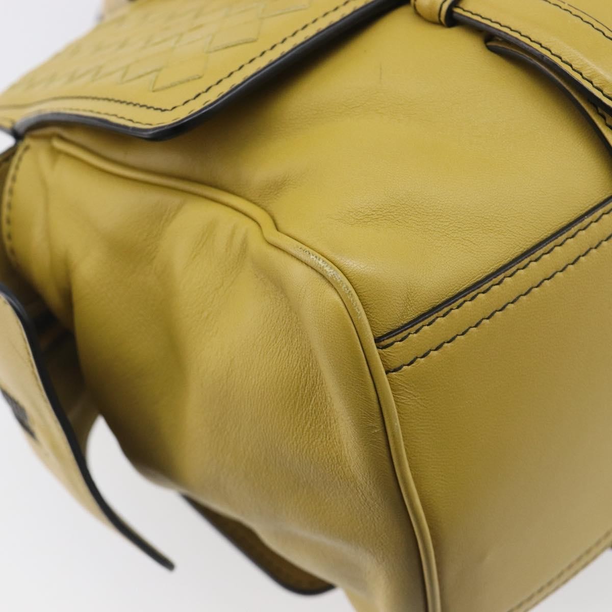 Bottega Veneta Monaco Nappa Leather With Intrecciato Detail Yellow Leather Handbag (Pre-Owned)