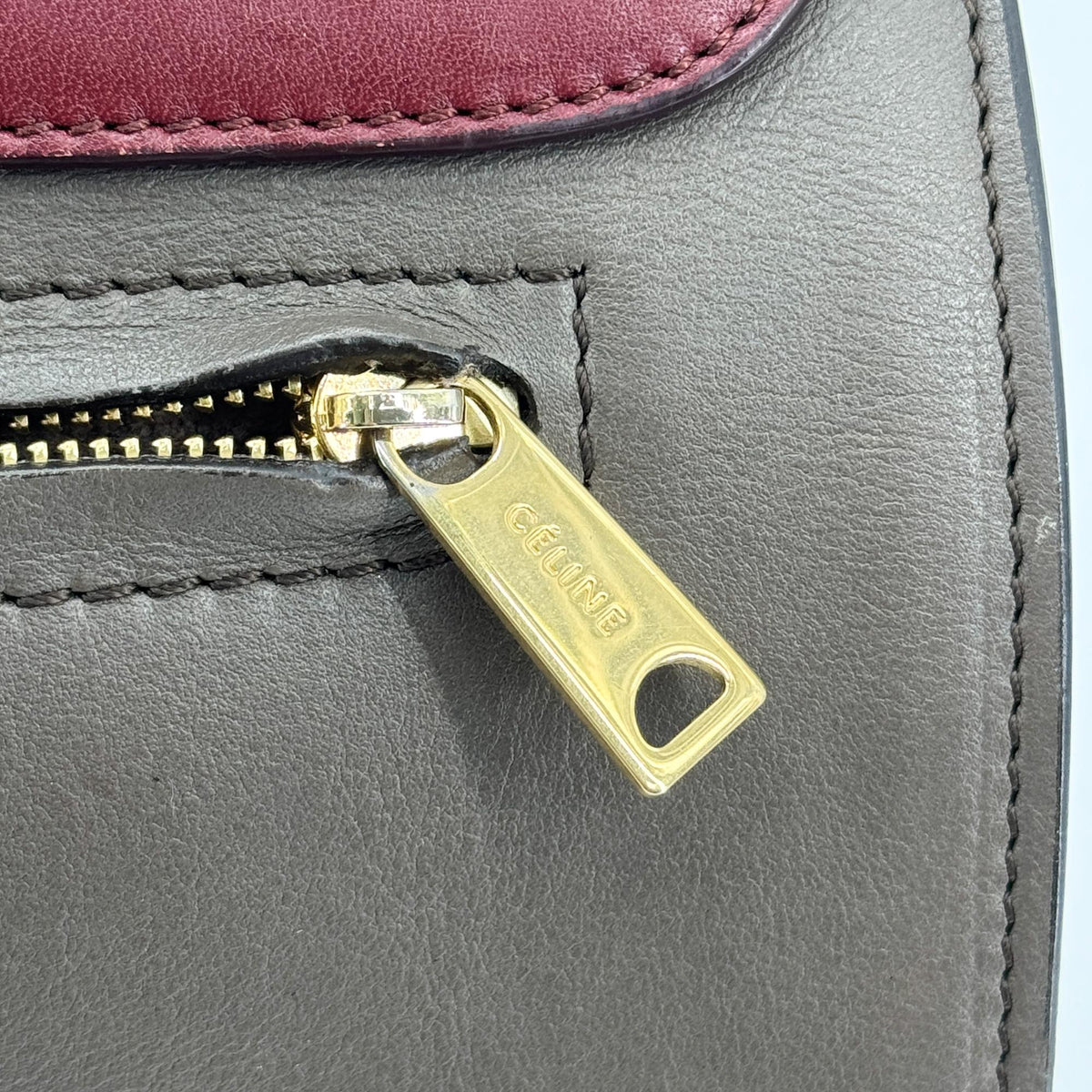 Celine Tricolor Trapeze Leather Brown Leather Handbag (Pre-Owned)
