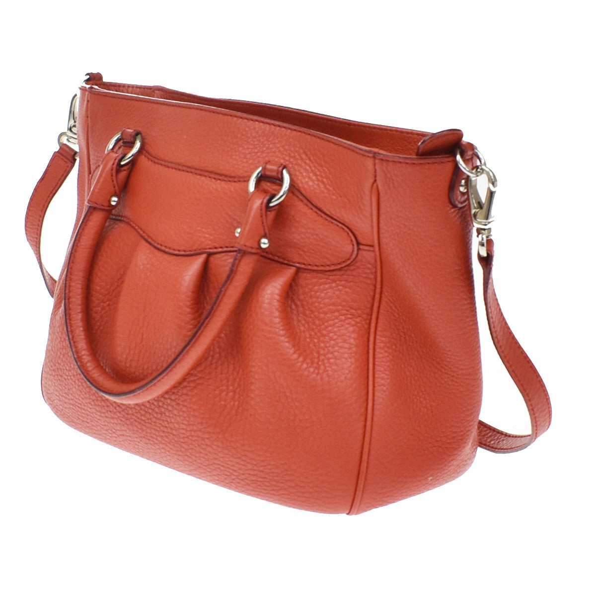 Salvatore Ferragamo Gancini Handle Leather Orange Leather Tote Bag Bag (Pre-Owned)