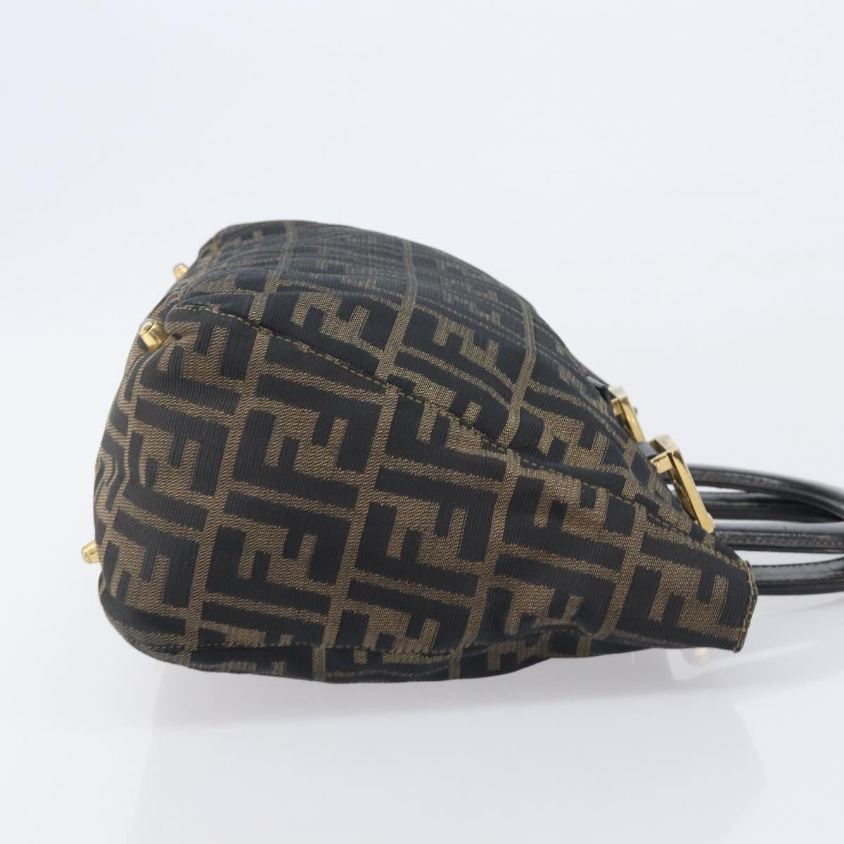 Fendi Vintage Ff Handle Zucca Canvas Brown Canvas Tote Bag Bag (Pre-Owned)