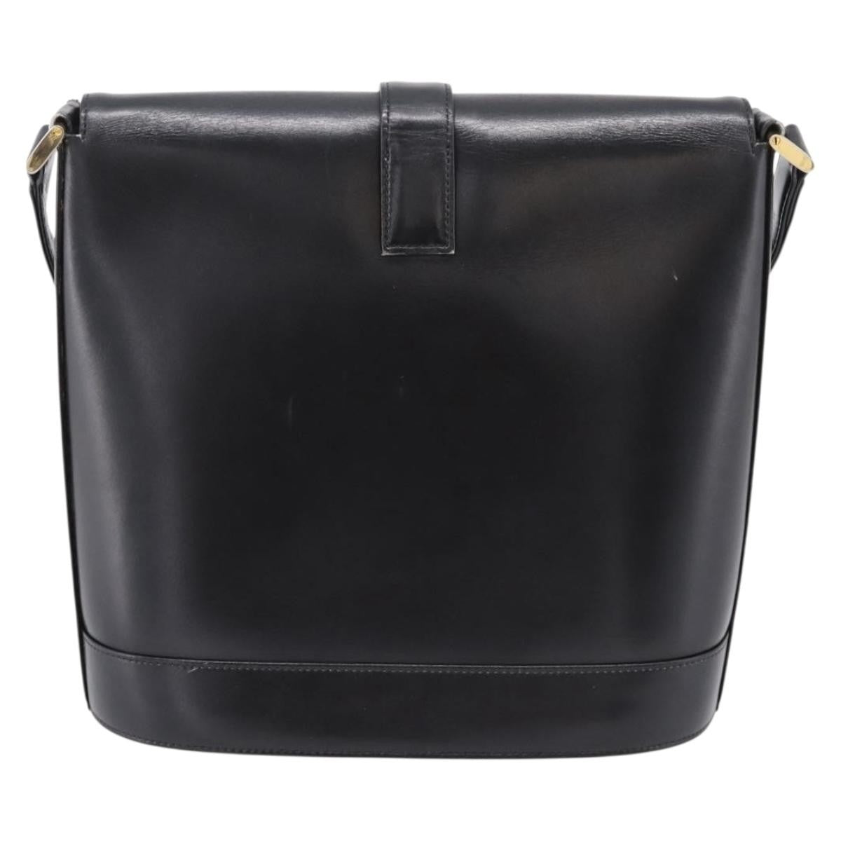 Saint Laurent Vintage Shoulder Bag Leather Black Leather Shoulder Bag Bag (Pre-Owned)
