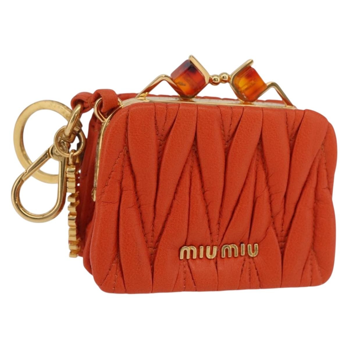Miu Miu Sword Wallet Charm Leather Matelasse Orange Leather Crossbody Bag Bag (Pre-Owned)