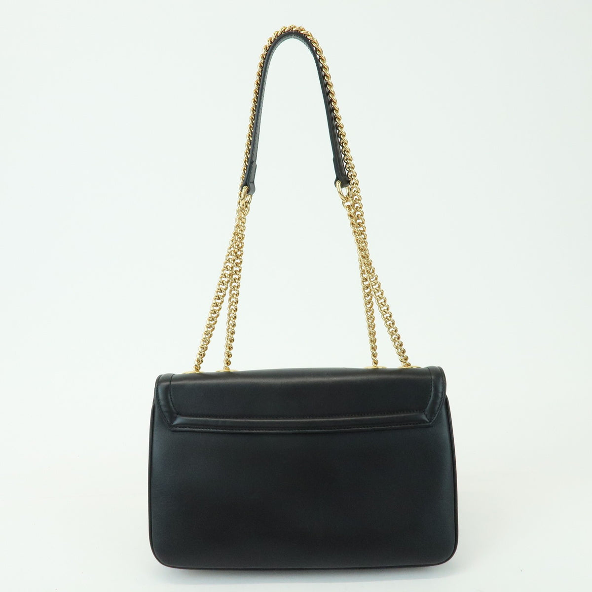 Gucci Rajah Chain Leather Black Leather Tote Bag Bag (Pre-Owned)