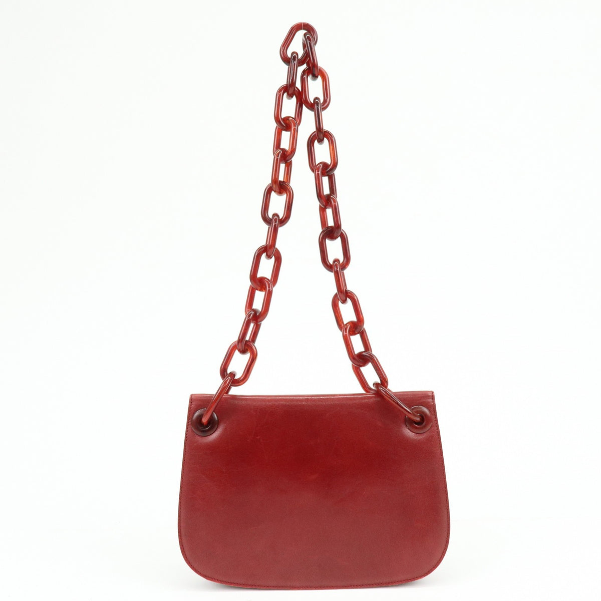 Prada Shoulder Leather Red Leather Shoulder Bag Bag (Pre-Owned)
