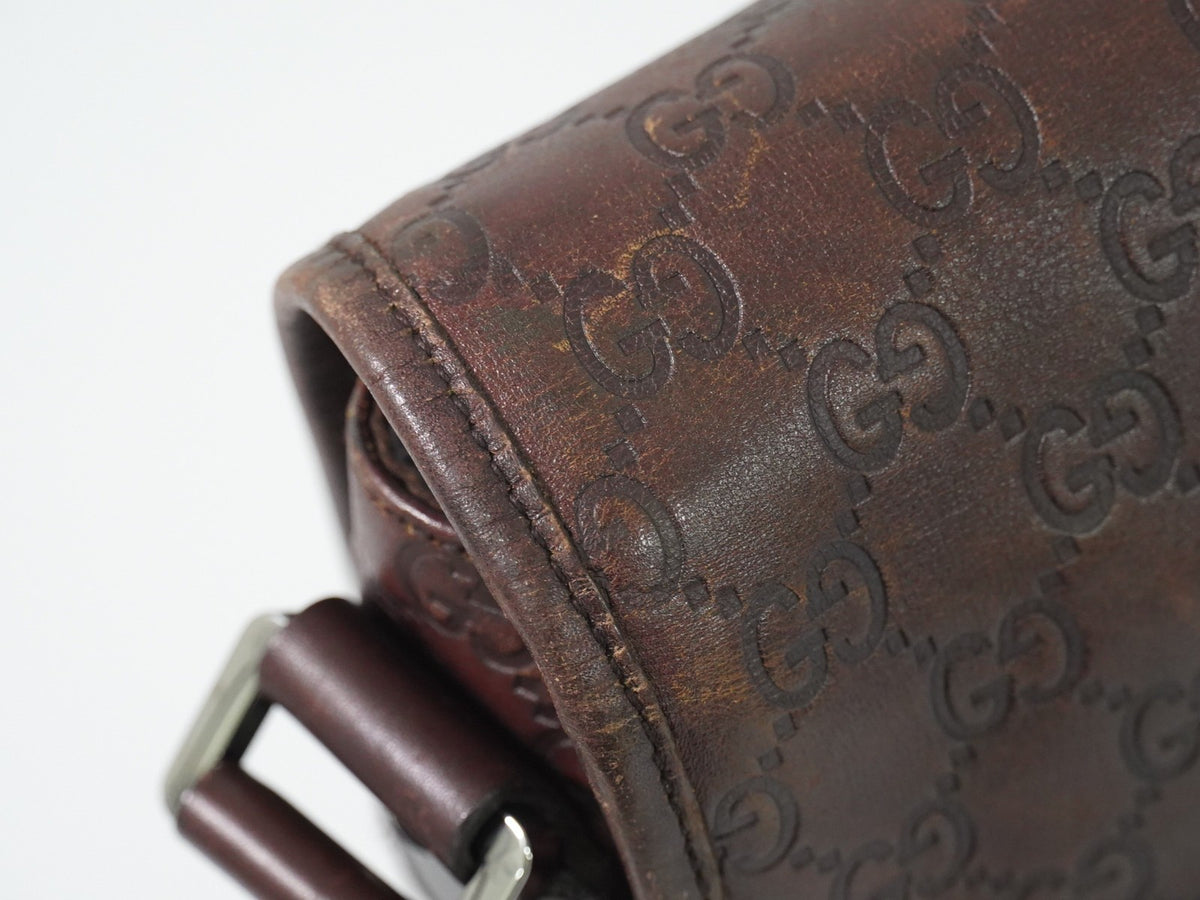 Gucci Flap Messenger Bag (Outlet) Guccissima Leather Brown Leather Shoulder Bag Bag (Pre-Owned)