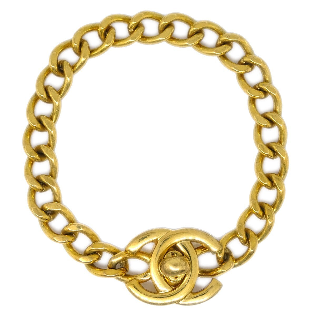 Chanel Vintage Cc Turnlock Chain Metal Gold Gold_Plated Bracelet Jewelry (Pre-Owned)