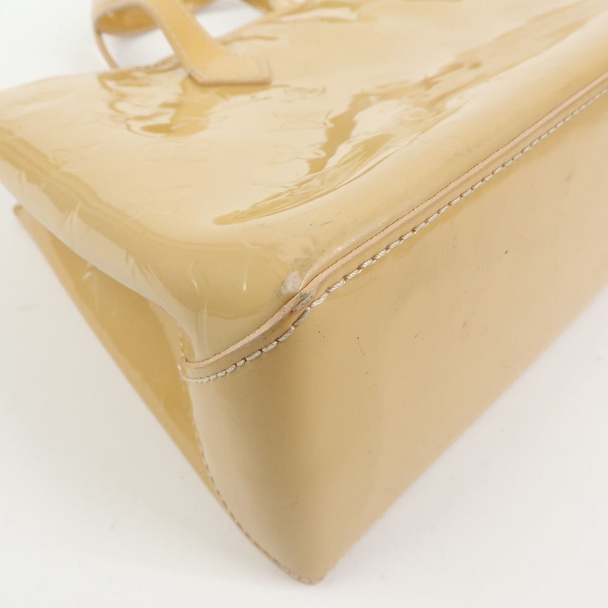 Louis Vuitton Wilshire Monogram Vernis Beige Patent_Leather Handbag (Pre-Owned)