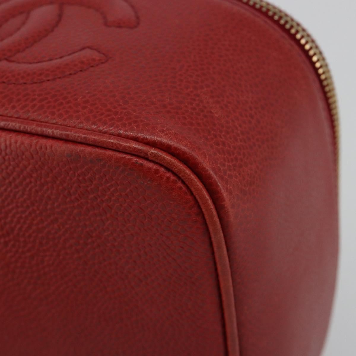 Chanel Vintage Timeless Cosmetic Case Caviar Red Leather Clutche & Pouche Bag (Pre-Owned)