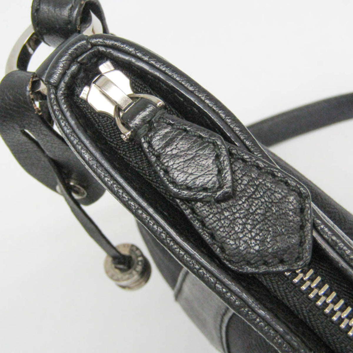Bvlgari Open Hobo Leather Black Leather Shoulder Bag Bag (Pre-Owned)