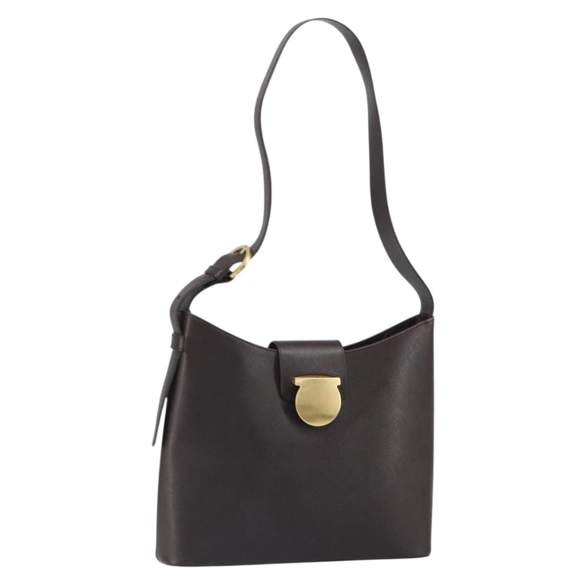 Salvatore Ferragamo Shoulder Bag Leather Brown Leather Shoulder Bag Bag (Pre-Owned)