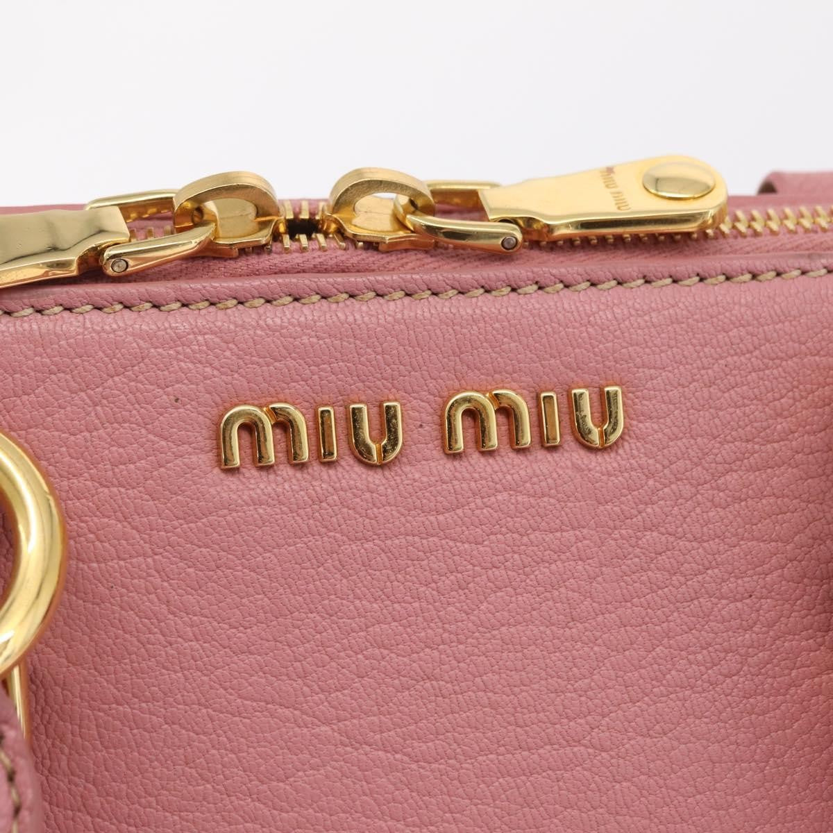 Miu Miu Madras Bowler Leather Pink Leather Handbag (Pre-Owned)