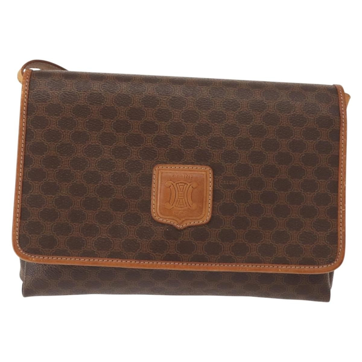 Celine Vintage Macadam Canvas Brown Canvas Shoulder Bag Bag (Pre-Owned)