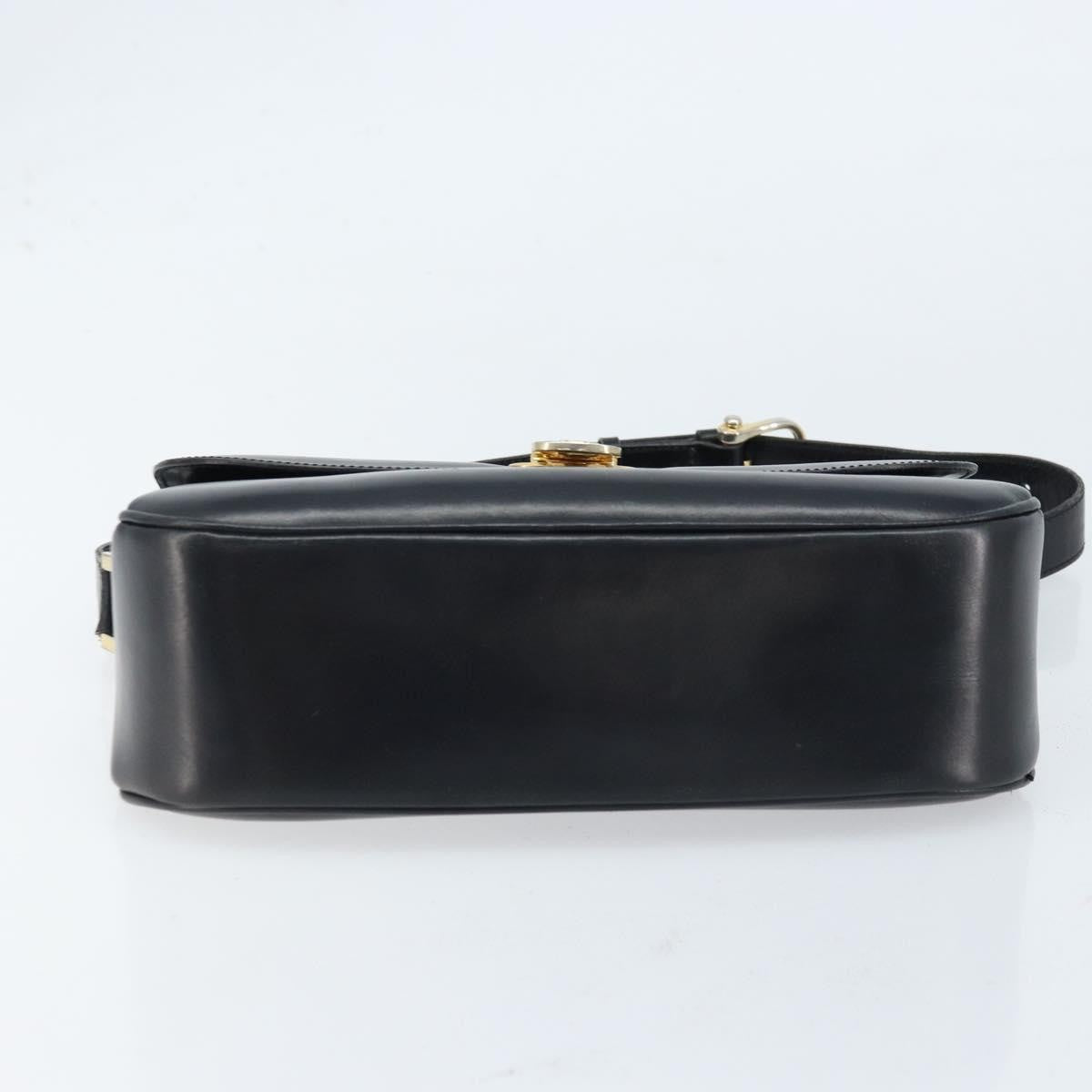 Celine Shoulder Leather Black Leather Shoulder Bag Bag (Pre-Owned)