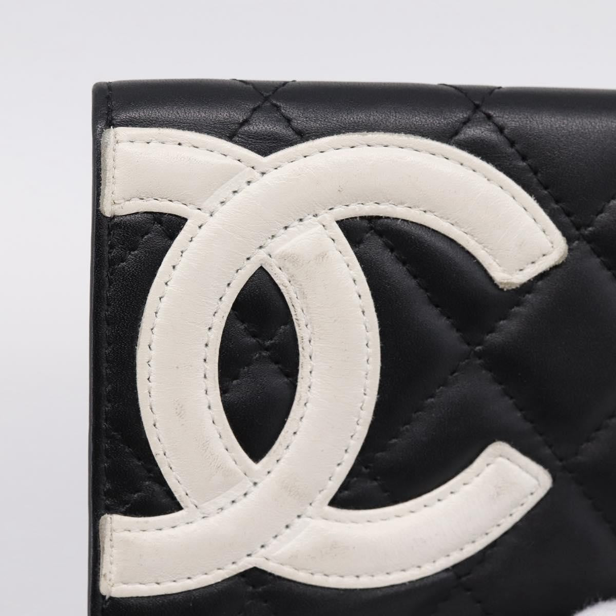 Chanel Cambon Flap Card Case Quilted Lambskin Black Leather Card Holders Accessory (Pre-Owned)